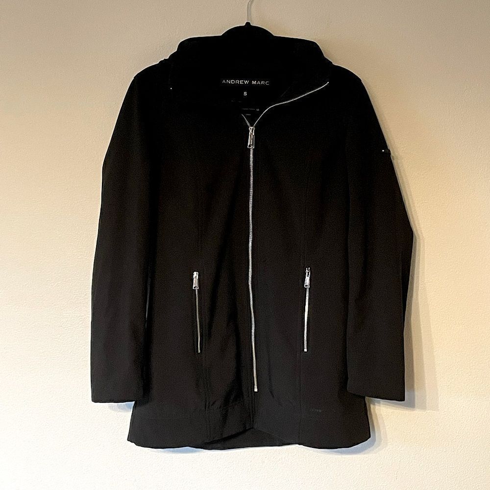 NEW! Women’s Andrew Marc, Lined, Warm, Black, Mid-Length Hooded Jacket. Small.